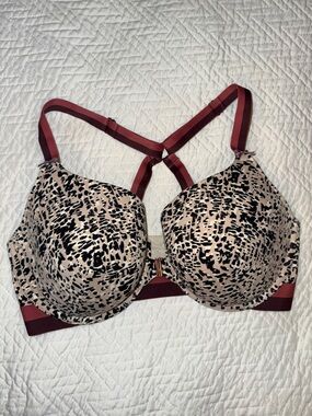 Cacique Beige and Burgundy Printed Padded Bra